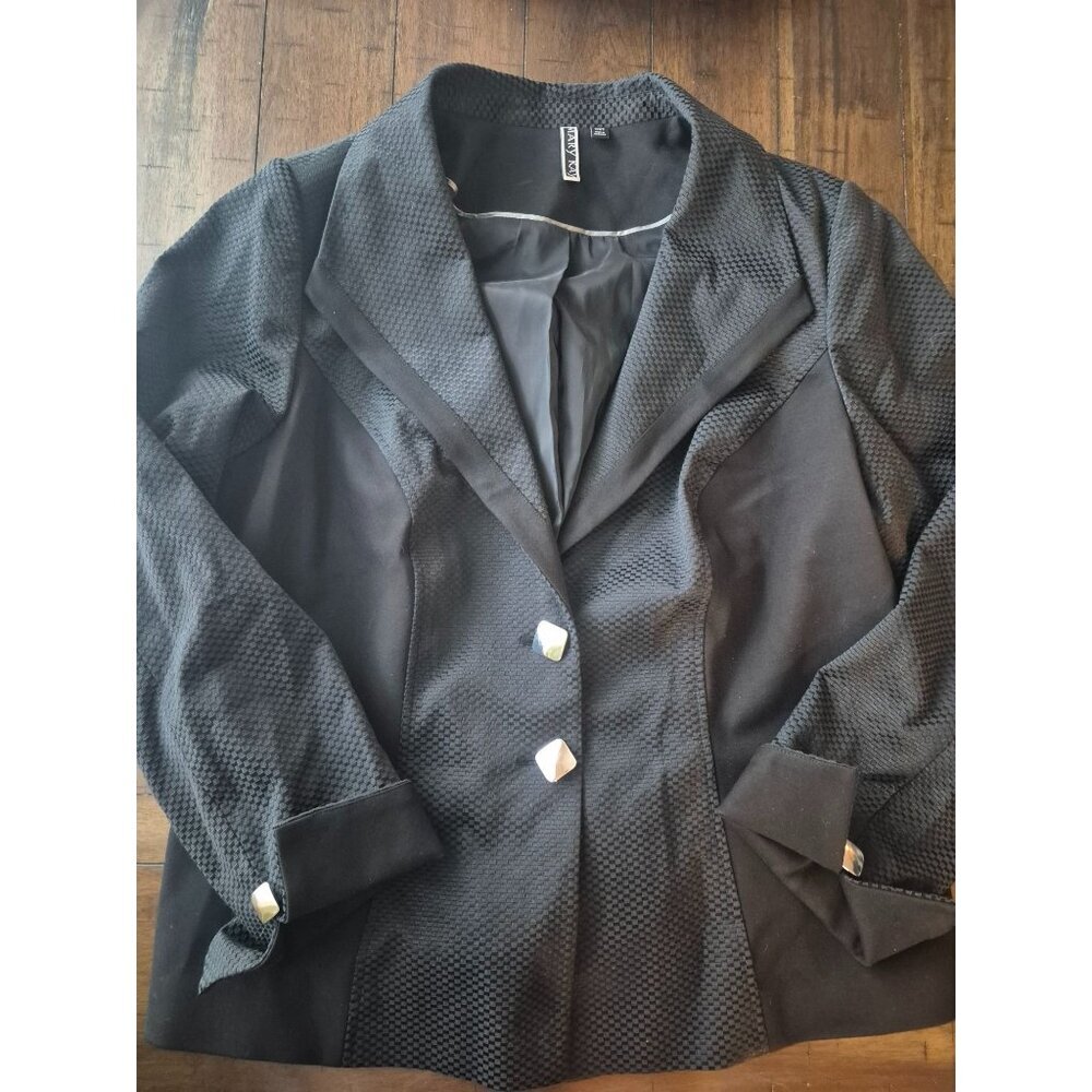 Mary Kay Black Twill Blazer With Textured Pattern By Twin Hill size 16WT